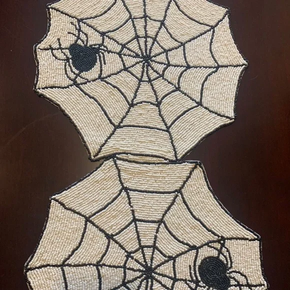Cynthia Rowley beaded table Runner spiderweb spiders new in original wrappings